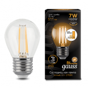 Лампа Gauss LED Filament Шар E27 7W 580lm 4100K step dimmable 1/10/50