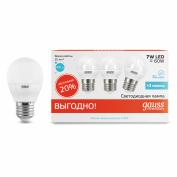 Лампа Gauss LED Elementary Globe 7W E27 4100K 1/40 (3 лампы в упаковке)