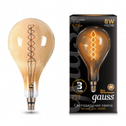 Лампа Gauss LED Vintage Filament Flexible A160 8W E27 160*300mm Golden 620lm 2400K 1/6