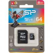 Карта памяти microSDHC 64Gb Class10 Silicon Power SP064GBSTXBU1V10-SP + adapter