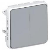 Плексо Переключатель 2 кл. о/у 10А  IP55 серый
