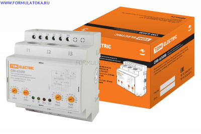 Реле ограничения мощности ОМ-630М 5/50-3Н-01 (3ф, 5-50кВт, 4мод, сумм. расчет, с реле напр.) TDM