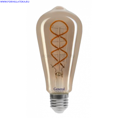 Лампа светодиод. General GLDEN-ST64SS-7-230-E27-2700 Золотая(1/5)